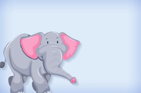 Background template design with plain color wall and elephant Stock Illustration