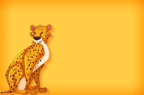 Background template design with plain color and cheetah sitting Illustrazione stock