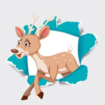 Background template design with wild deer Stock Illustration