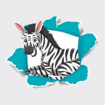 Background template design with wild zebra Stock Illustration