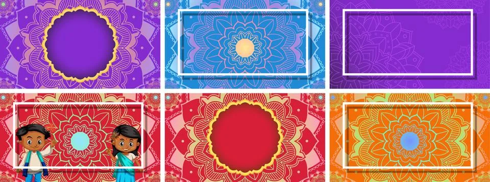 Background template with mandala designs Stock Illustration