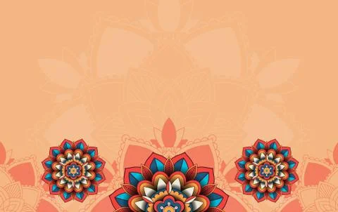 Background template with mandala pattern design Illustrazione stock