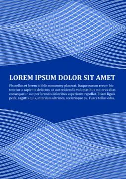 Background template in modern blue design with abstract wavy shapes, white line Stock Illustration