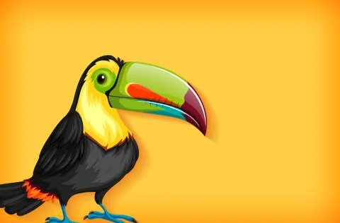 Background template with plain color and toucan bird Stock Illustration