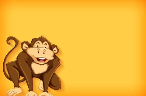 Background template with plain color and cute monkey 스톡 일러스트