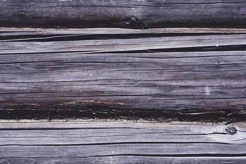 Background texture. Aged brown surface of log house, copy space Stock Photos