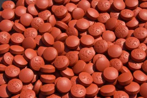 Background texture of beige pills Stock-Fotos