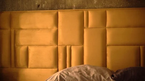 Background texture of beige white genuine leather, soft tufted furniture Stock Footage 125337578