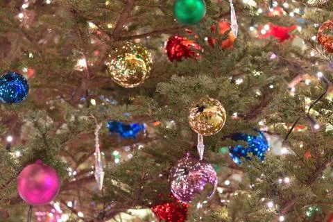Background texture of Christmas tree decorations Stock Photos