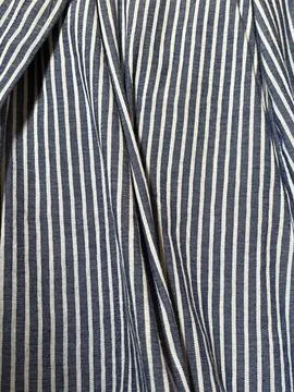 Background texture of classic blue and white vertical striped cotton fabric Stock Photos