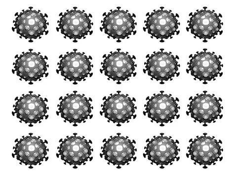 Background texture: Coronavirus bacterial cell. Image of coronovirus on a whi Stock Illustration