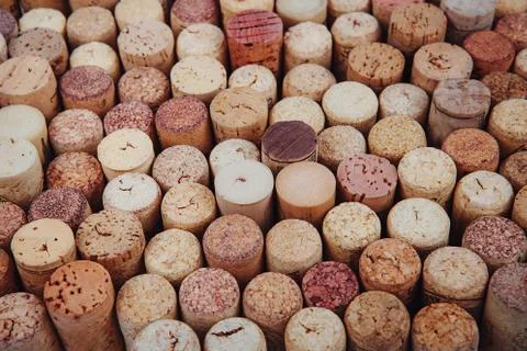 Background texture with different wine corks Stock Photos