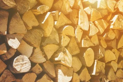 Background texture of dried cut and split logs Stock Photos