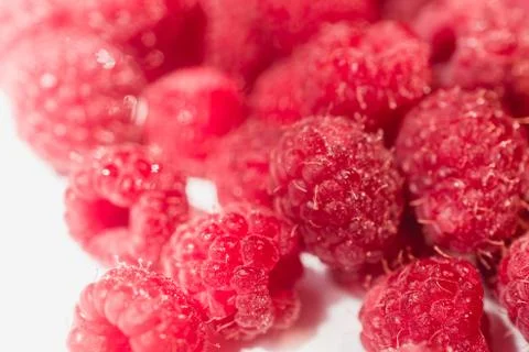 Background texture of dripping raspberry. Foto stock
