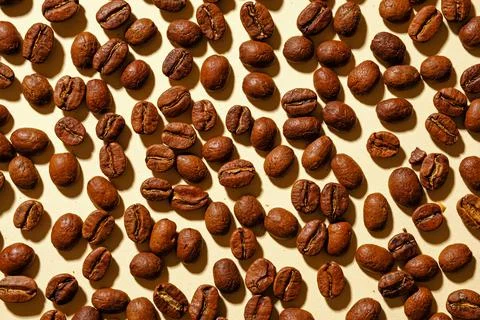 Background texture of full roast coffee beans Stock Photos