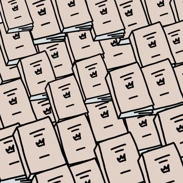 Background, texture many hand drawn books, stories Stock Illustration