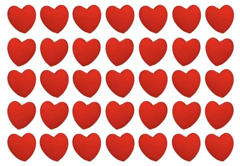 Background texture: many red hearts in a row.  Stock Illustration