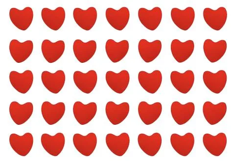 Background texture: many red hearts in a row. Lines with hearts on a light ba Foto stock