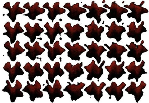 Background texture: many spots in a row. Abstract blots are located on a whit Stock Illustration