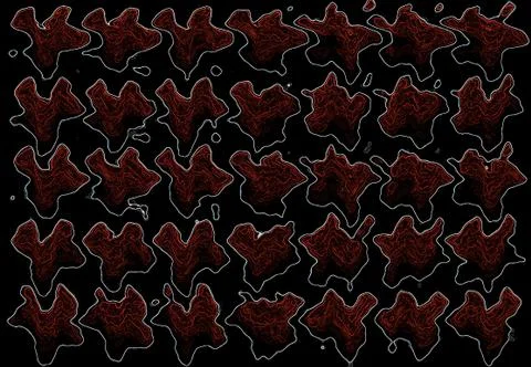Background texture: many spots in a row. Abstract blots are located on a blac Foto stock