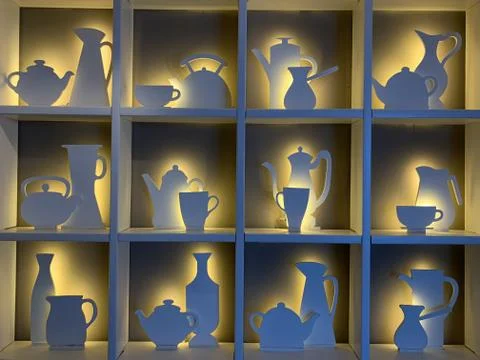 Background texture: mockup of kitchen utensils. Wooden wall with a picture of Stock Illustration