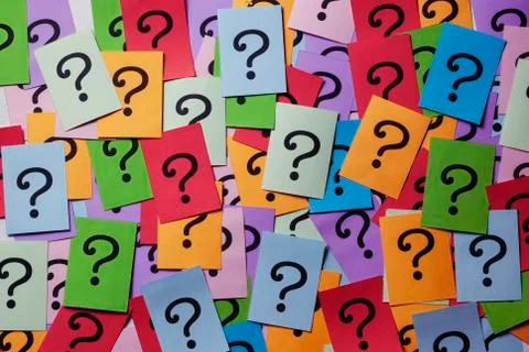 Background texture of multicolored question marks Stock Photos