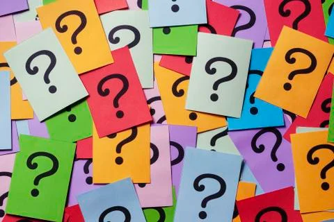 Background texture of multicolored question marks Stock Photos