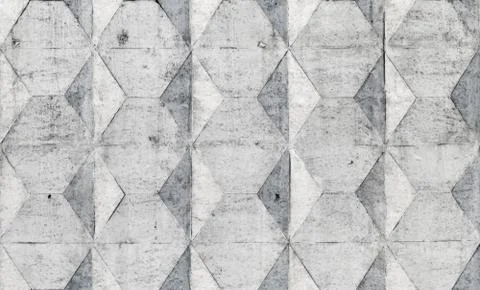 Background texture of old gray concrete fence with square pattern 写真素材