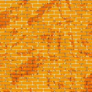 Background texture old orange brickwork, peeling paint - Vector Stock Illustration