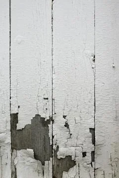 Background Texture of Old Peeling White Paint on Exterior Wall Stock Photos