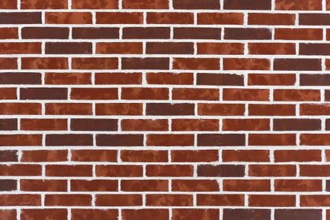 Background texture of old Victorian bricks and mortar. Dark red bricks wall w Foto stock