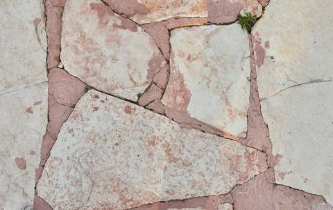 Background texture of pink marble with red concrete flooring in cafe Stock Photos