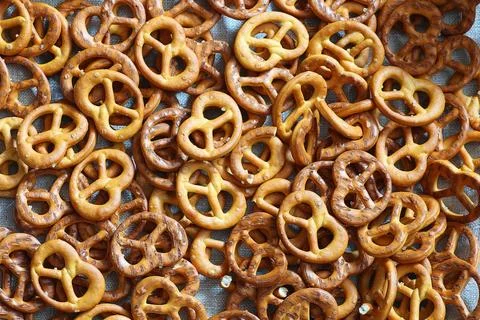 Background texture of pretzels bagels Stock Photos