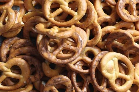 Background texture of pretzels bagels Stock Photos