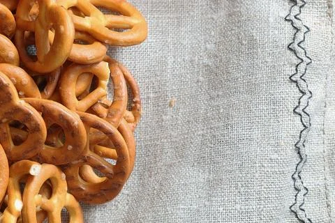 Background texture of pretzels bagels Stock Photos