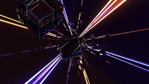 Background texture of rays and glass cubes in the corrido Video stock 216026049