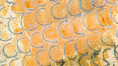 Background texture rusted metal with circular pattern Foto stock