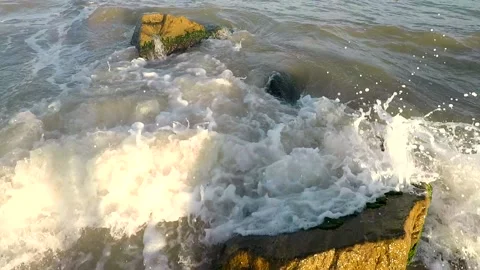 Background texture sea wave stones water Stock Footage 161252165