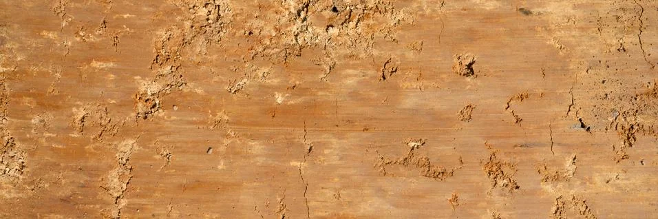 Background texture from the smooth surface of the sand. top view. banner Stock Photos