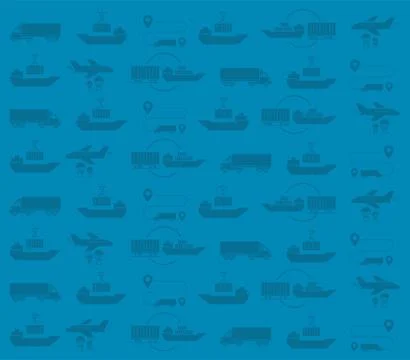 Background texture Transported volume of goods icons. Shipping delivery Stock Illustration