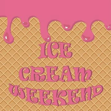 Background texture of waffle with current ice cream Stock Illustration