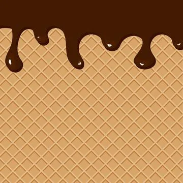 Background texture of waffle with flowing chocolate Stock Illustration