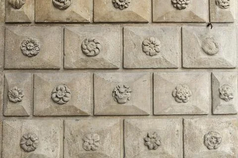 Background texture of the wall with artistic bricks, Italy Photos