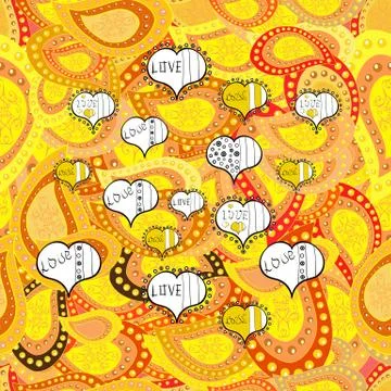 Background texture, wallpaper, theme in white, yellow and orange colors. Tribal Stock Illustration