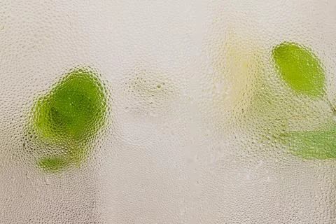 Background texture of water drop from Infused water with mint leave in cool Stock Photos