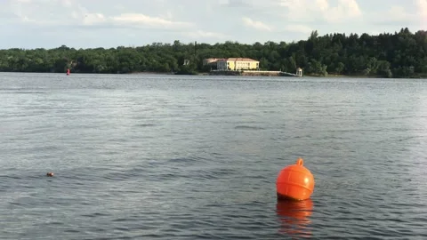 Background texture water in the river summer landscape on the beach buoy Stock Footage 161005675