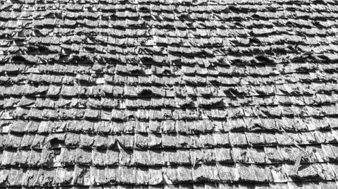 Background texture weathered shake shingle roof Stock Photos