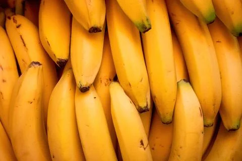 Background texture of whole bananas with copy space Foto stock