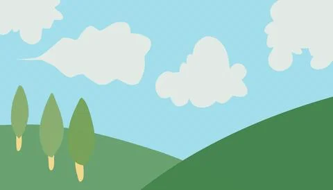 Background with a theme of green mountains and blue sky. Perfect for wallpape Stock Illustration