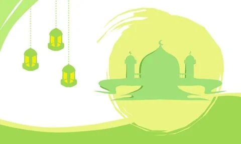 Background theme of Ramadan and Islamic holidays with images of mosques, la.. Stock Illustration
